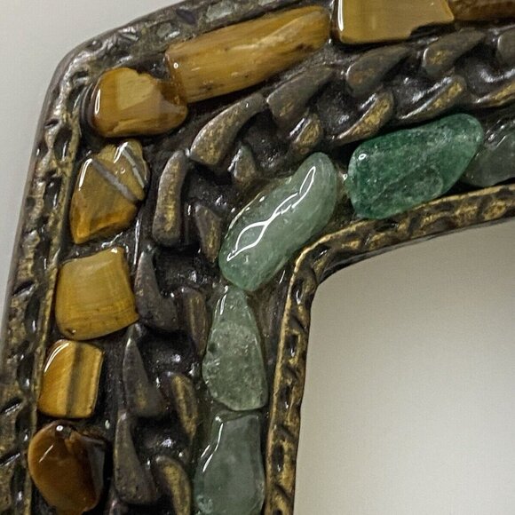 Handmade Brown Leather Statement Belt Semi Precious Stones Studs Up To Size 36 - Picture 5 of 16